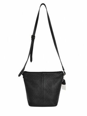 Iswee Genuine Leather Black Crossbody Bucket Bag NWT w/ Adjustable & Short Strap